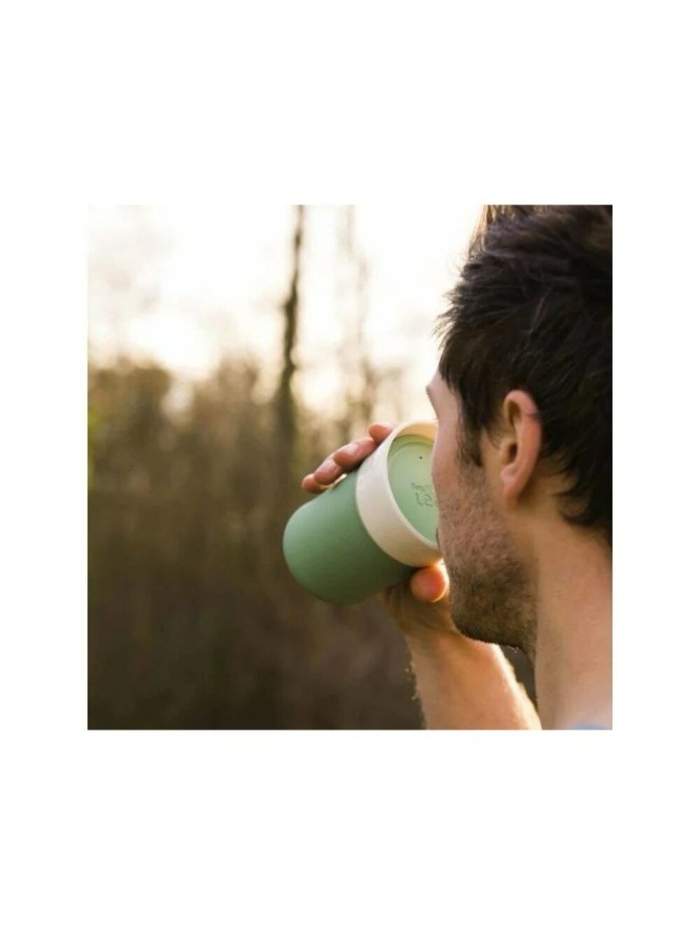 BergHOFF Leo 11.2oz Porcelain Travel Mug Mint Green Silicone Sleeve New In Box